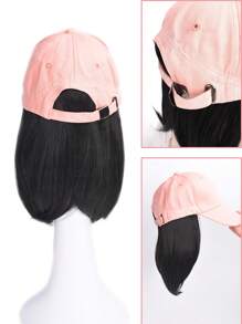 Short Straight Synthetic Wig With Cap - Black - View 3
