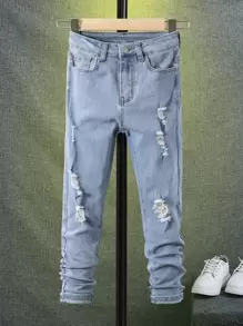 SHEIN Chicos Jeans desgarro crudo - Lavado ligero - Ver 1