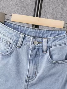 SHEIN 青少年男孩斜口袋牛仔褲 - 淺色水洗藍 - 查看 7