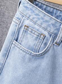 SHEIN 青少年男孩斜口袋牛仔褲 - 淺色水洗藍 - 查看 8