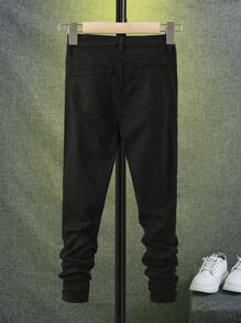 SHEIN Boys Ripped Frayed Jeans - Black - View 2