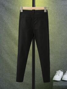 SHEIN Boys Ripped Frayed Jeans - Black - View 5