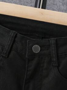 SHEIN Boys Ripped Frayed Jeans - Black - View 7