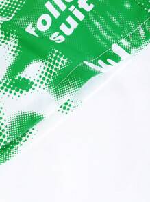 Manfinity EMRG Men Letter Graphic Drawstring Waist Shorts - Green - View 4