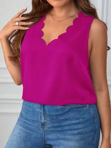 SHEIN Clasi Top ribete en abanico unicolor