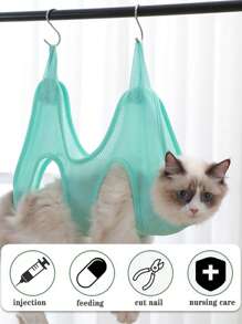 1pc Portable Pet Grooming Hammock - Green - View 3