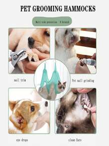 1pc Portable Pet Grooming Hammock - Green - View 4