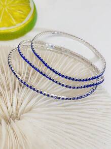 3pcs/set Glamorous Rhinestone Decor Bangle For Women For Party - Royal Blue - View 2