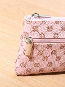 Billetera de mujer con cierre de cremallera doble y estampado floral vintage, billetera de mujer, regalo de billetera, billetera pequeña en color rosa intenso para mujer, mini billetera, monedero, billetera - Rosa - Ver 5