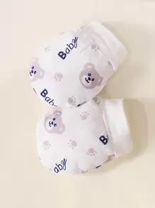 SHEIN 男婴童卡通圖案連體衣和連身褲和毯子和帽和圍兜和手套 - 白色 - 查看 3