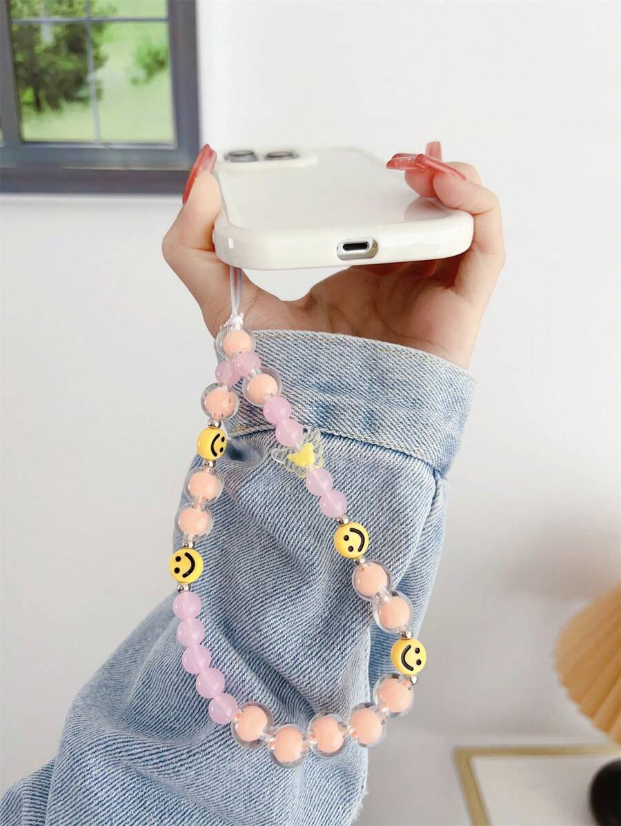 1pc Smile Decor Beaded Phone Lanyard