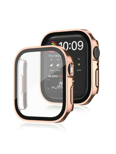 1PC Electroplated Waterproof Case, PC Hard Case With Screen Protector For Applewatch S10/9/8/7/6/SE/5/4/3/2/1 For 40mm/41mm/44mm/45mm/46mm/49mm/S10 42MM