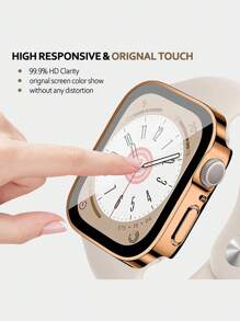 1 件电镀防水外壳，PC 硬壳带屏幕保护膜适用于 Applewatch S10/9/8/7/6/SE/5/4/3/2/1 40mm/41mm/44mm/45mm/46mm/49mm/S10 42MM - 玫瑰金 - 查看 4