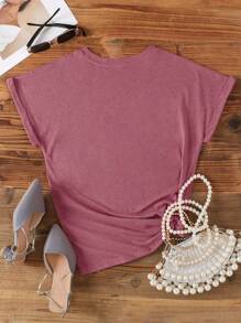 SHEIN LUNE 熊貓印花T恤 - 藕粉色 - 查看 2