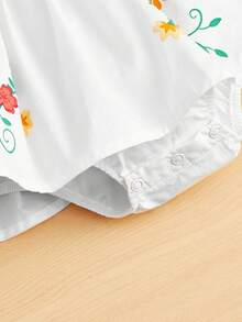 SHEIN Baby Floral Print Puff Sleeve Peplum Bodysuit Dress - White - View 3