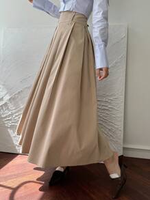 DAZY 高腰无腰带喇叭裙，返校季服装