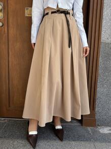 DAZY 高腰无腰带喇叭裙，返校季服装