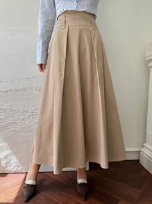 DAZY 高腰无腰带喇叭裙，返校季服装