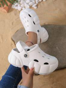 Guốc Nữ Có Lỗ Thông Hơi, Guốc Thời Trang Slingback EVA - trắng - Xem 1