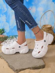 Guốc Nữ Có Lỗ Thông Hơi, Guốc Thời Trang Slingback EVA - trắng - Xem 5