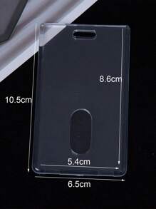 1pc Clear Card Holder With Lanyard, Simple Portable Card Holder For Office Worker, Student - Pink - View 4