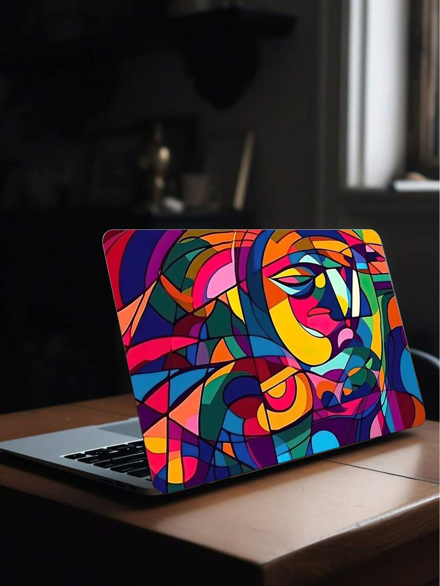2pcs Geometric Pattern Plastic Laptop Case Compatible With MacBook Air - Multicolor - View 1