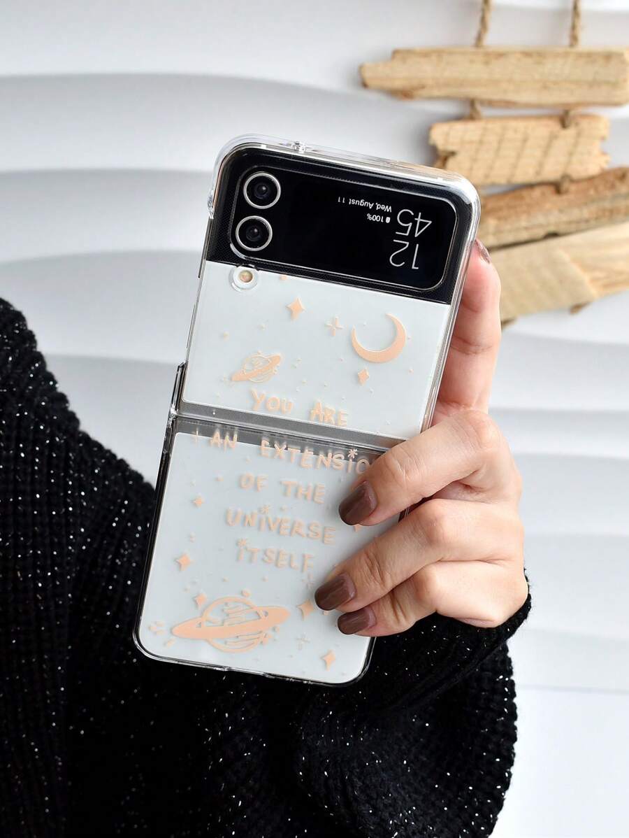 Vỏ điện thoại họa tiết mặt trăng & hành tinh - Vàng - Xem 1