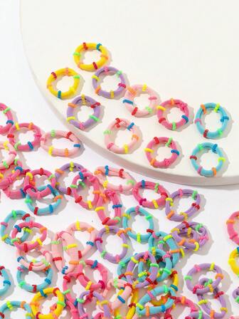 Mujer 50 piezas Goma para pelo de color mixto de moda para decoración diaria