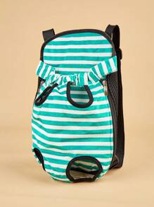 1 pieza Bolsa portadora para mascota con patrón de rayas para perro para exterior - Verde - Ver 1