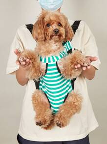 1 pieza Bolsa portadora para mascota con patrón de rayas para perro para exterior - Verde - Ver 3