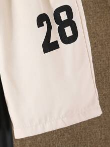 SHEIN 男孩字母圖案棒球領襯衫和短褲套裝不帶T恤