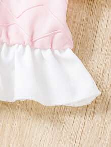 SHEIN Bộ đồ Em bé viền lá sen Viên lá sen Nút phía trước Khối Màu - Nhiều màu - Xem 5