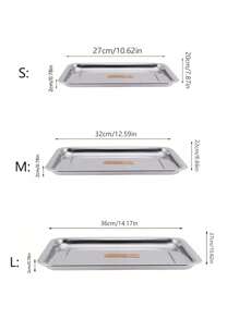 1入組不銹鋼零食托盤簡約銀色長方形家用廚房托盤 - 銀色 - 查看 3