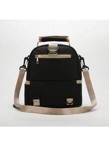 1pc Baby High-capacity Backpack Diaper Bag - Black - View 7