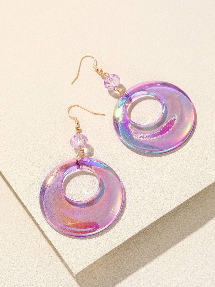 đôi bông tai hình tròn ba chiều - Màu tím - Xem 1