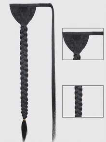 Long Synthetic Ponytail Synthetic Hair Braid - Black - View 4