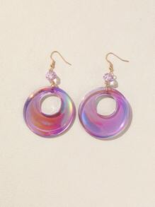 đôi bông tai hình tròn ba chiều - Màu tím - Xem 2