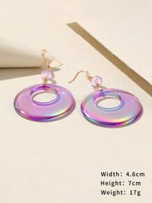 đôi bông tai hình tròn ba chiều - Màu tím - Xem 3