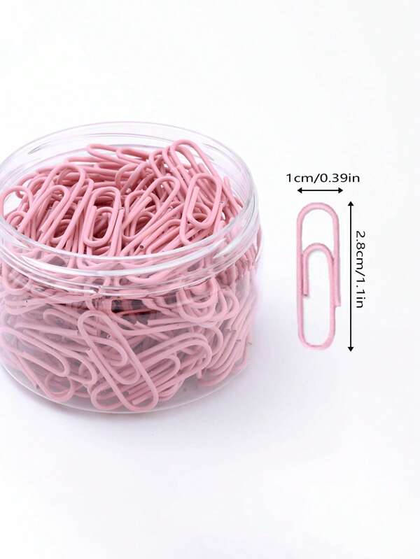 160pcs Solid Color Paper Clip, Simple Pink Multipurpose Nonskid Paper