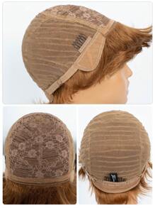 120% Density Short Curly Colored Human Hair Wig With Bangs - S30 - View 5