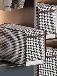 大容量收納袋，防塵拉鍊衣物收納袋，千鳥格圖案袋 - 黑與白 - 查看 7