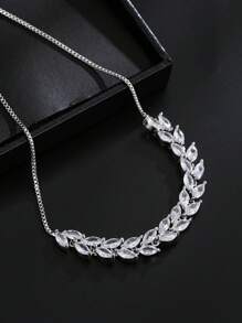 1入組女士時尚方晶鋯石銅鑲嵌手環,銀,可調節,適用於日常穿著