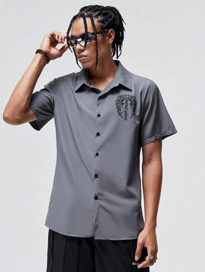 Goth Homme Chemise aile & graphique de slogan