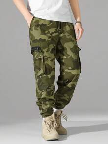Manfinity 男士休閒迷彩印花裝有束帶腰的貨褲 - 彩色 - 查看 5