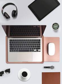 1 件纯色 PU 笔记本电脑包，适用于 MacBook、iPad、HP Chromebook Surface 笔记本电脑的笔记本电脑包，便携式笔记本电脑保护套 - 粉色 - 查看 3