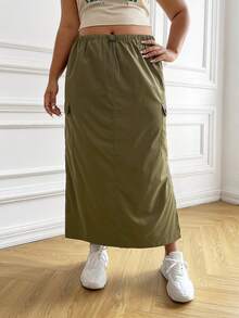 SHEIN EZwear Falda bajo con abertura de cintura con cordón