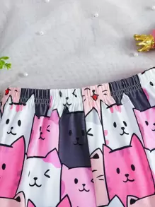 SHEIN Conjunto De Pijama De Niña Joven Con Gráfico De Dibujos Animados
