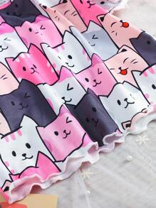 SHEIN Conjunto De Pijama De Niña Joven Con Gráfico De Dibujos Animados