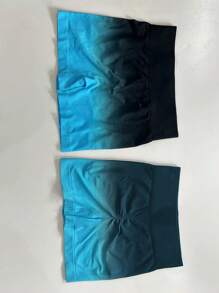 Easithlete 漸變圖案寬腰帶運動短褲