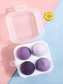 1pc 4-grid Makeup Sponge Storage Box